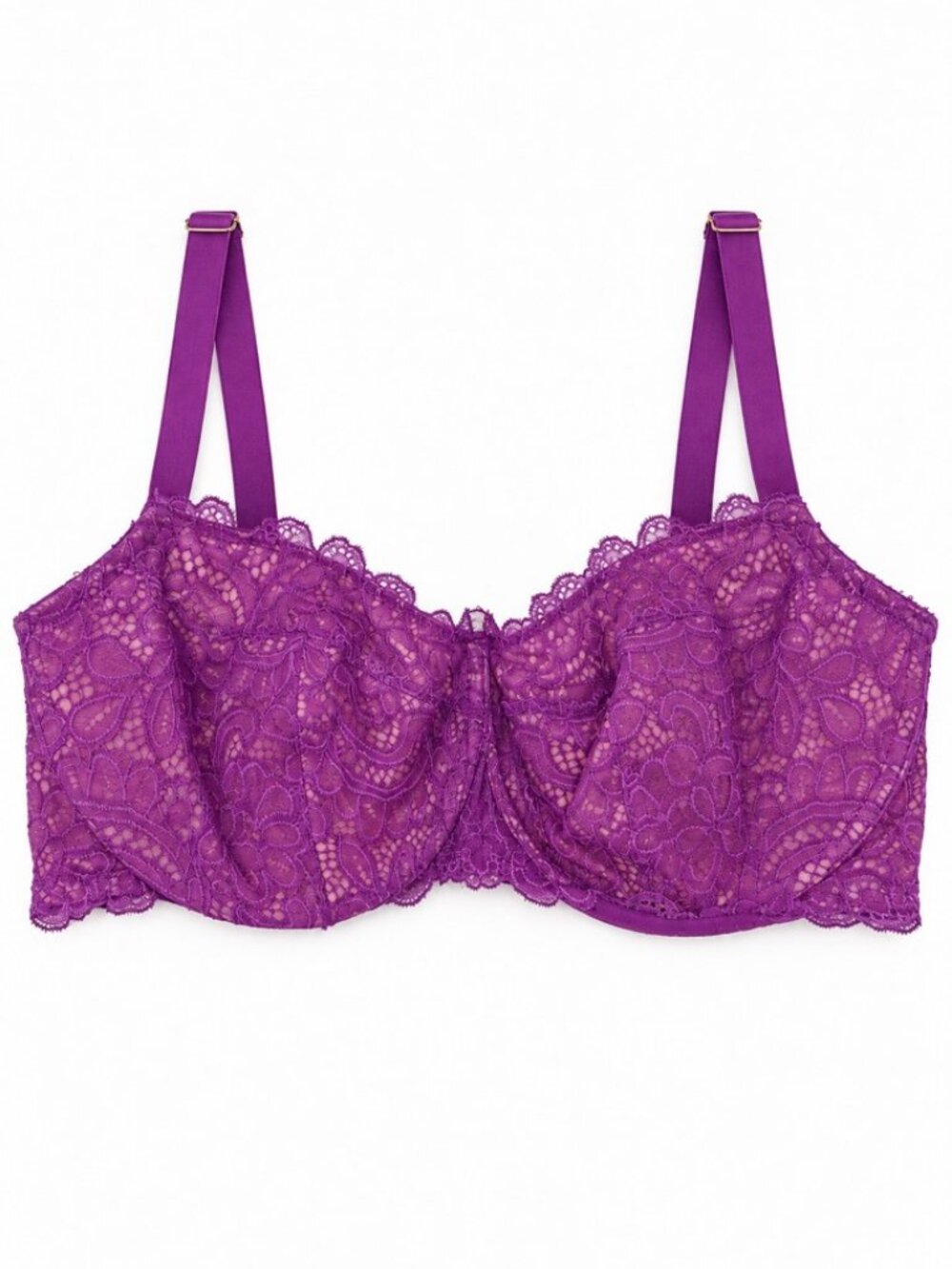 Soma Unlined Balconette Bra 36DD Purple Lace Underwire Adjustable Straps